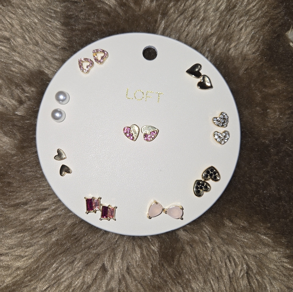 LOFT Gold and White Earring Set